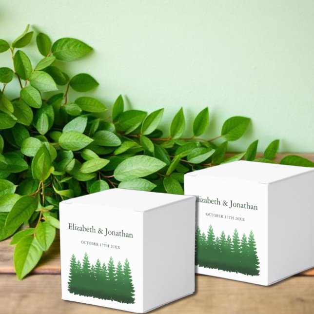 Caja Para Regalos Boda de Watercolor Woodland Pines (Subido por el creador)