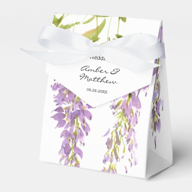 Caja Para Regalos Boda de Wisteria de Lavanda Púrpura (Front Side)