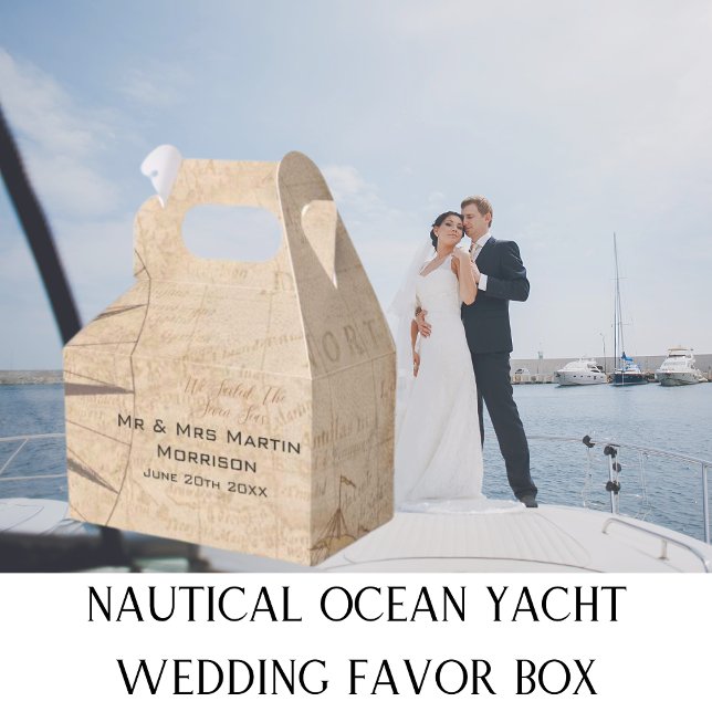 Caja Para Regalos Boda de yates náuticos (Nautical Ocean Yacht Wedding Favor Box)