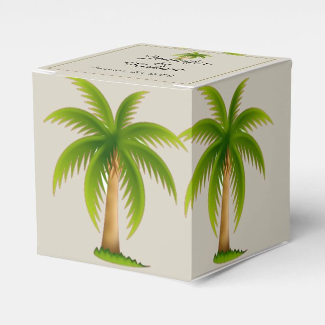 Caja Para Regalos Boda del árbol de palmas tropical (Costado Anverso)