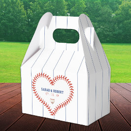 Caja Para Regalos Boda del Beisbol Softball Sport Heart Pinstripe