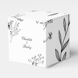 Caja Para Regalos Boda del Boho floral de la esquina blanca y negra