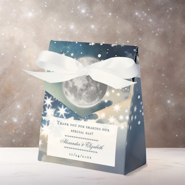 Caja Para Regalos Boda del cielo nocturno lunar (Lunar Night Sky Wedding Favor Box)