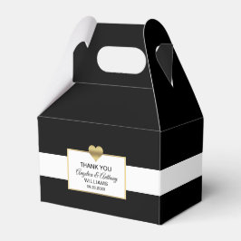 Caja Para Regalos Boda del corazón del oro blanco y negro personaliz