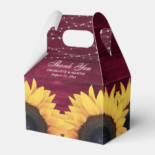 Caja Para Regalos Boda del girasol de la madera de Borgoña Gracias