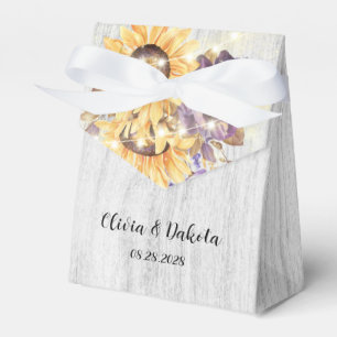 Caja Para Regalos Boda del girasol de primavera y del peón morado