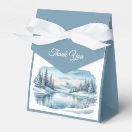 Caja Para Regalos Boda del Lago de Invierno Snowy Mountain