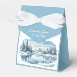 Caja Para Regalos Boda del Lago de Invierno Snowy Mountain