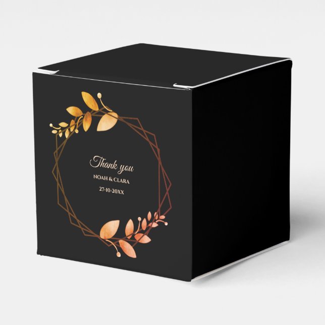 Caja Para Regalos Boda del marco botánico de oro de Boho otoño (Costado Anverso)
