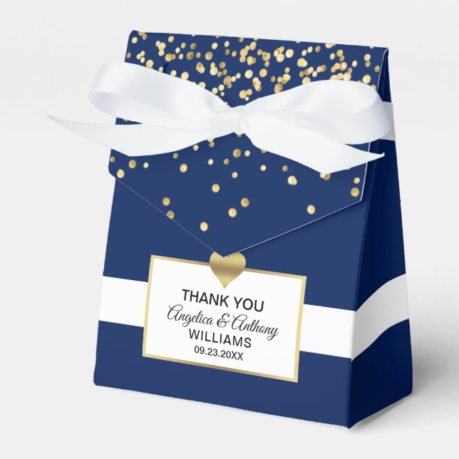 Caja Para Regalos Boda del partido Navy Blue White Gold (Front Side)
