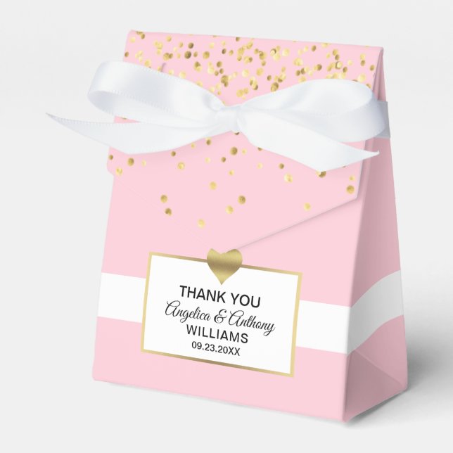 Caja Para Regalos Boda del partido Rubor Pink White Gold (Front Side)