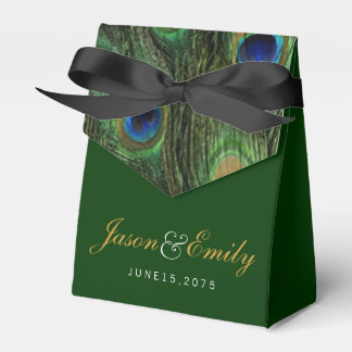Caja Para Regalos Boda del Pavo Real Esmeralda