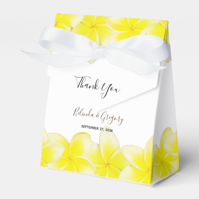 Caja Para Regalos Boda del Plumeria Frangipani amarillo (Front Side)