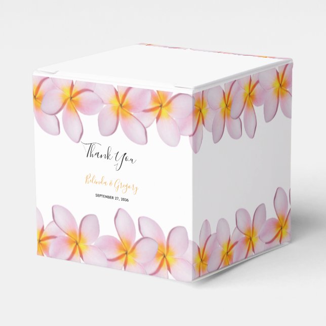 Caja Para Regalos Boda del Plumeria Frangipani Rosa (Costado Anverso)