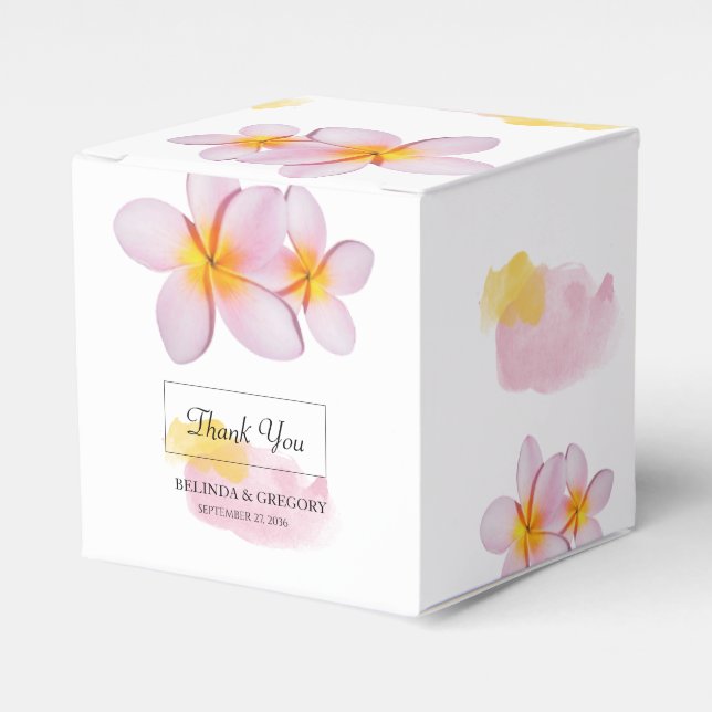 Caja Para Regalos Boda del Plumeria Frangipani Tropical (Costado Anverso)