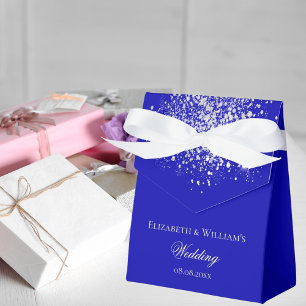 Caja Para Regalos Boda del purpurina azul real de plata