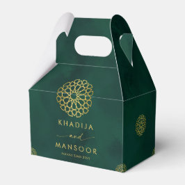 Caja Para Regalos Boda del Royal Emerald Green Gold Ornate Gracias