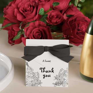 Caja Para Regalos Boda Doodle Floral Dibujada a Mano en Blanco y Neg
