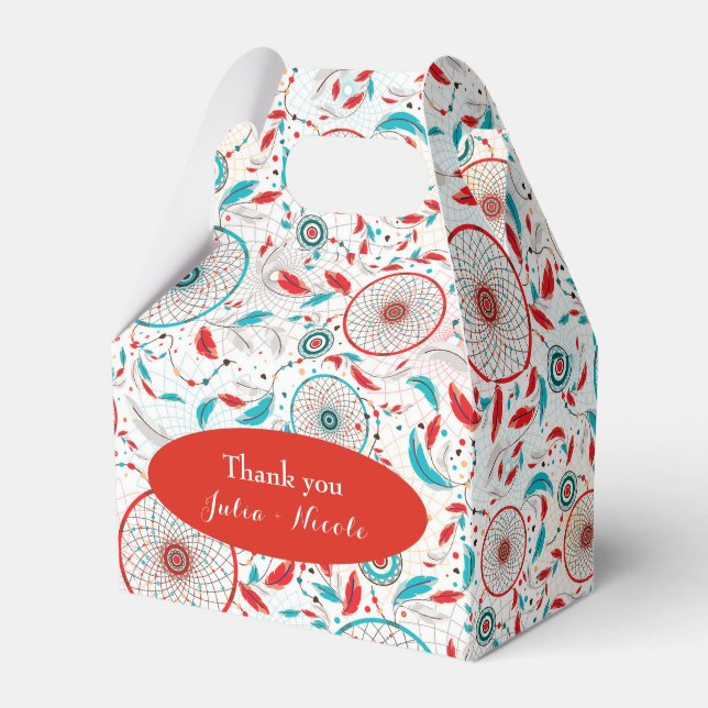 Caja Para Regalos Boda Dreamcatcher de la pluma Tribal Boho (Front Side)