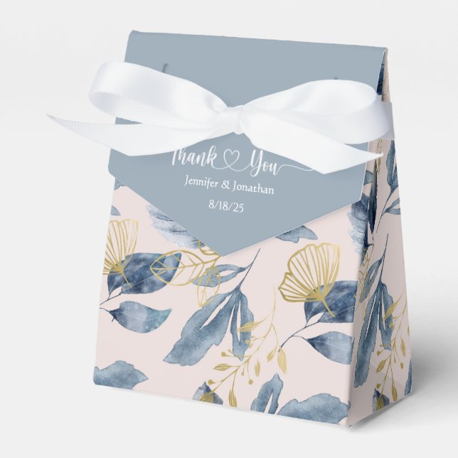 Caja Para Regalos Boda Dusty Blue Floral Watercolor (Front Side)