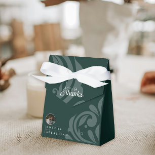 Caja Para Regalos Boda elegante clásico Damask Phthalo Green