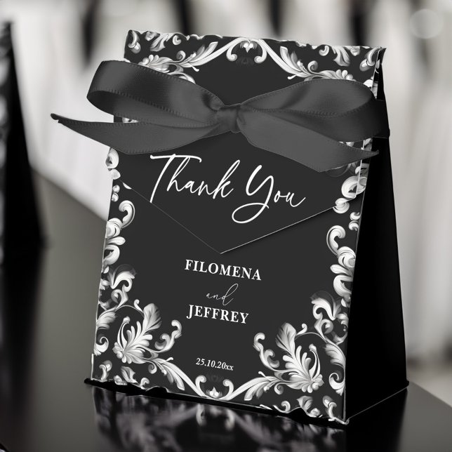 Caja Para Regalos Boda elegante de decoración en blanco y negro (Black and white decor elegant wedding favor box wedding favors personalized favor box classical )