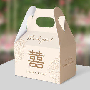 Caja Para Regalos Boda Elegante de Doble Felicidad Peonías Chino
