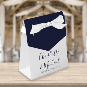 Caja Para Regalos Boda elegante de escritura Signature Navy Blanco 