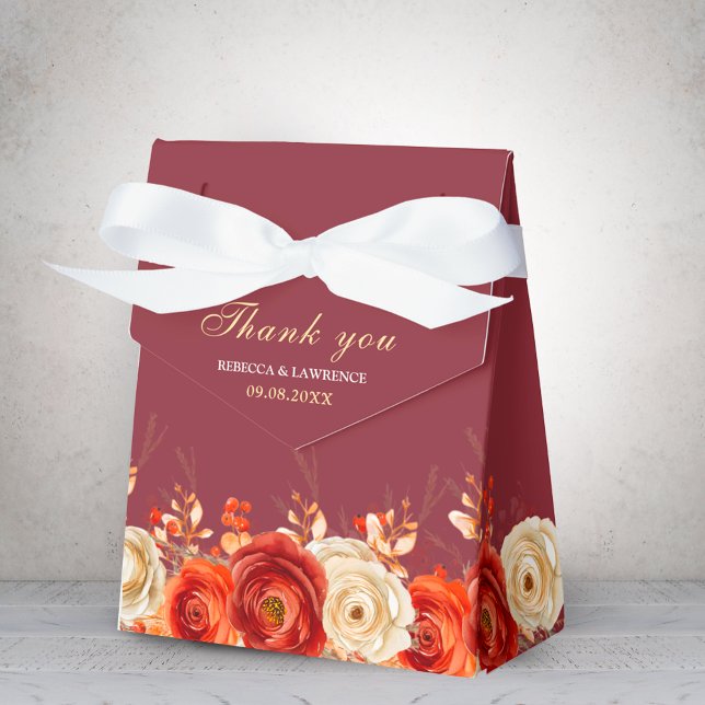 Caja Para Regalos Boda elegante de flores marrones de terracota de o (Subido por el creador)