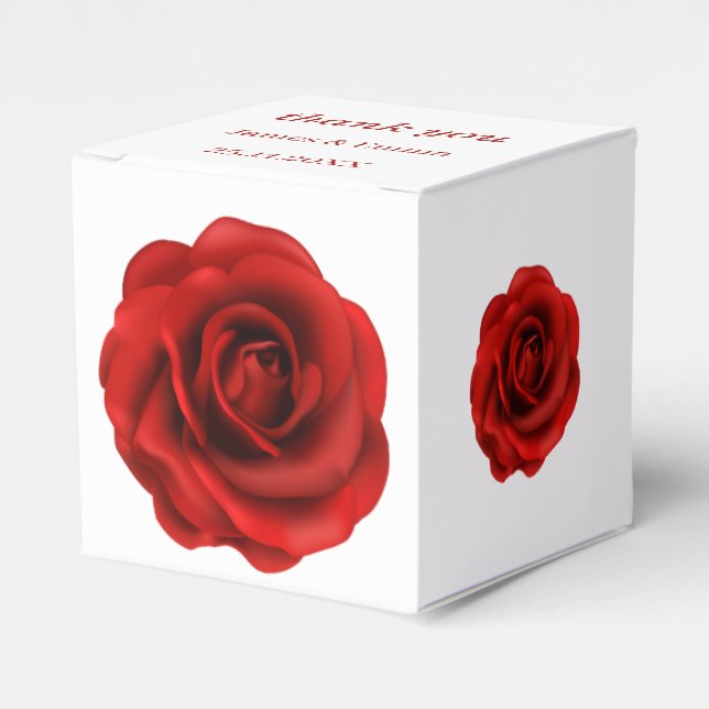 Caja Para Regalos Boda elegante de flores rojas (Costado Anverso)