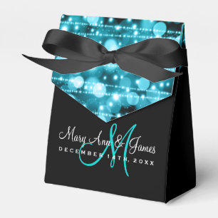 Caja Para Regalos Boda elegante de la fiesta centellea turquesa