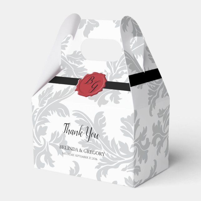 Caja Para Regalos Boda elegante de patrón y sello de cera de cera (Front Side)