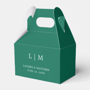 Caja Para Regalos Boda elegante del Monograma Verde Esmeralda Lauren