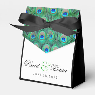 Caja Para Regalos Boda elegante del pavo real verde