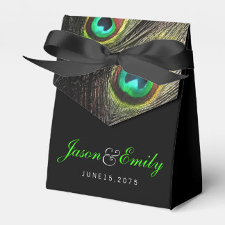 Caja Para Regalos Boda elegante del pavo real verde esmeralda