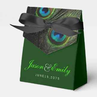 Caja Para Regalos Boda elegante del pavo real verde esmeralda