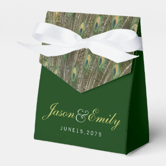 Caja Para Regalos Boda elegante esmeralda verde y dorado pavón