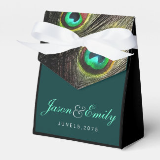 Caja Para Regalos Boda elegante esmeralda verde y dorado pavón