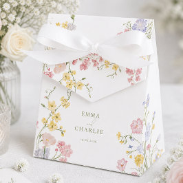 Caja Para Regalos Boda Elegante Flores Silvestres Escritura Verde