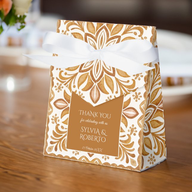 Caja Para Regalos Boda elegante marrón de Talavera Mexicana (Mexican Talavera wedding favors personalized terracotta  elegant Favor Boxes customized favor box)