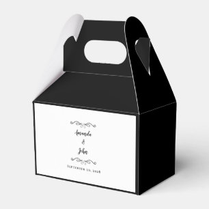 Caja Para Regalos Boda Elegante Negro Blanco Agradecimiento Caligraf