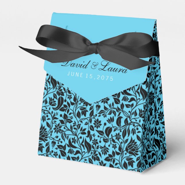 Caja Para Regalos Boda elegante negro y azul turquesa (Front Side)