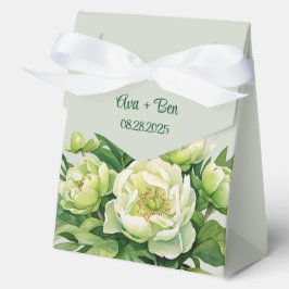 Caja Para Regalos Boda elegante Peony Verde y Blanca
