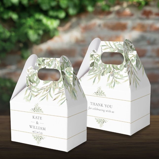 Caja Para Regalos Boda Elegante Verde Gracias (Elegant Greenery Wedding Thank You Favor Boxes)