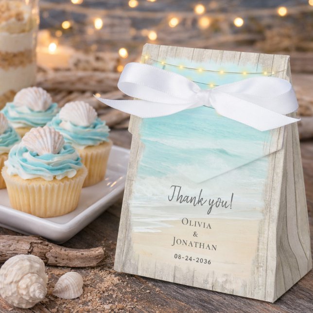 Caja Para Regalos Boda en la playa de madera rústica y océano (Subido por el creador)