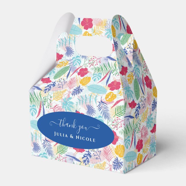 Caja Para Regalos Boda Evergreen de la selva de lluvia salvaje rosa  (Front Side)