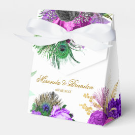 Caja Para Regalos Boda Fiesta Peacock Gold de lujo