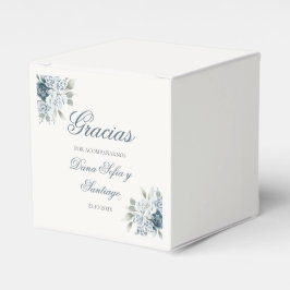 Caja Para Regalos Boda Floral Azul Español
