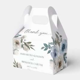 Caja Para Regalos Boda Floral Azul Polvoriento Elegante Script Rústi