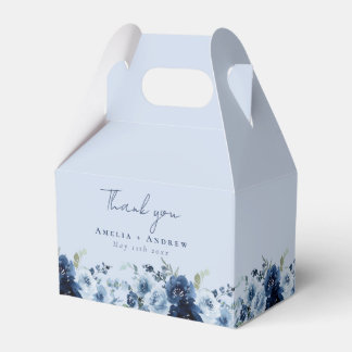Caja Para Regalos Boda Floral Azul Polvoriento Rosa Navy